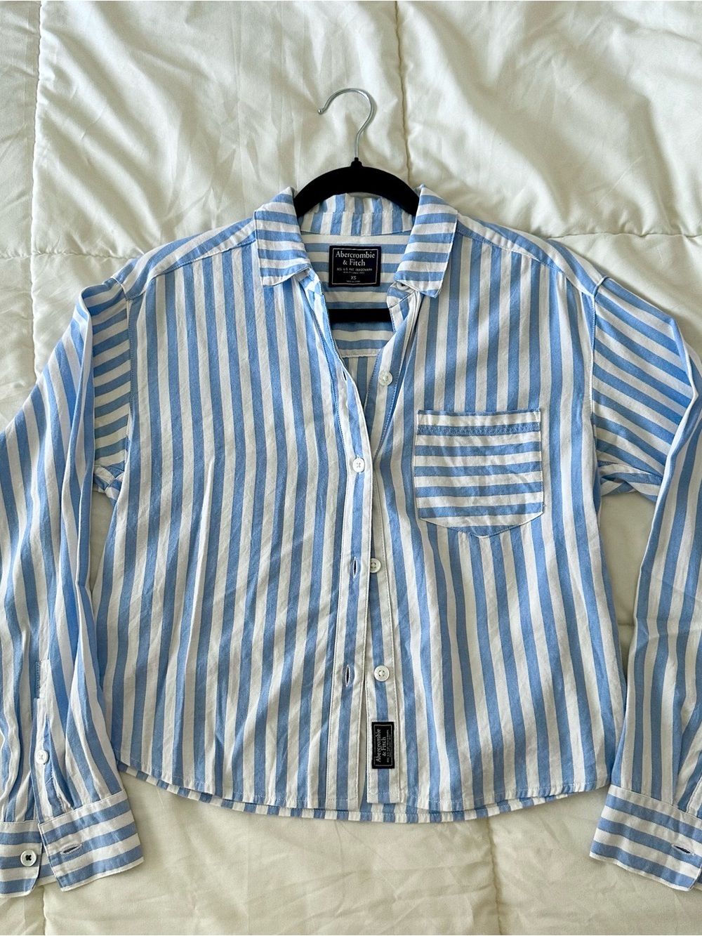 Abercrombie & Fitch Light Blue & White Striped Button-Down Shirt
